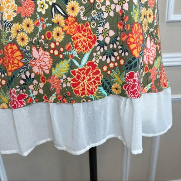 MATILDA JANE Women’s Sleeveless Layered Casual Floral Green Tank Flowy Sz Small - Picture 10 of 16